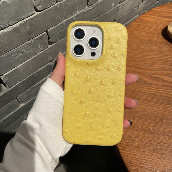Ostrich pattern leather suitable for Apple 16promax phone case iPhone 15 half pack 14 hard 13 anti drop 12/11 - Image 4