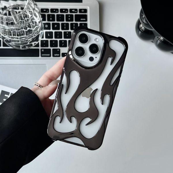 Electroplated hollow flame pattern phone case suitable for iPhone 15 Pro, simple all inclusive, Apple 14 anti drop protective cover - Image 7
