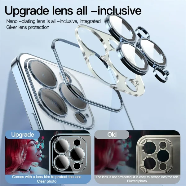 Electroplating TPU transparent phone case for iPhone 16, Apple 15 with lens film, 14 Pro anti drop protective cover, 13 - Image 2