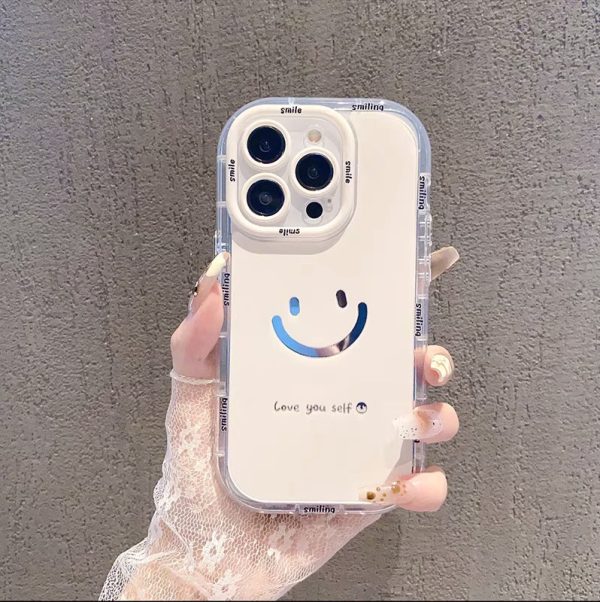 Mirror cream case suitable for Apple 16 Promax phone case with painted smiling face on iPhone 14/13 - Image 7