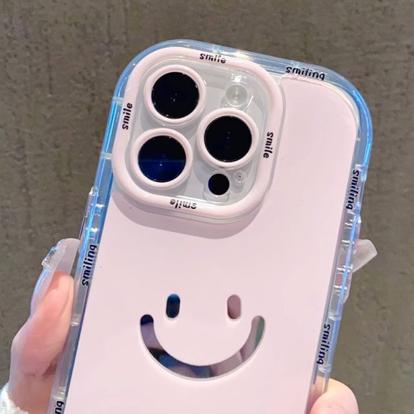 Mirror cream case suitable for Apple 16 Promax phone case with painted smiling face on iPhone 14/13 - Image 5