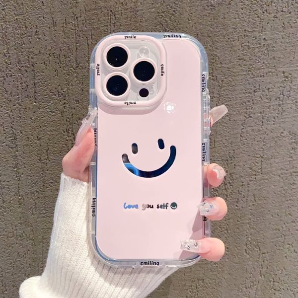 Mirror cream case suitable for Apple 16 Promax phone case with painted smiling face on iPhone 14/13 - Image 6