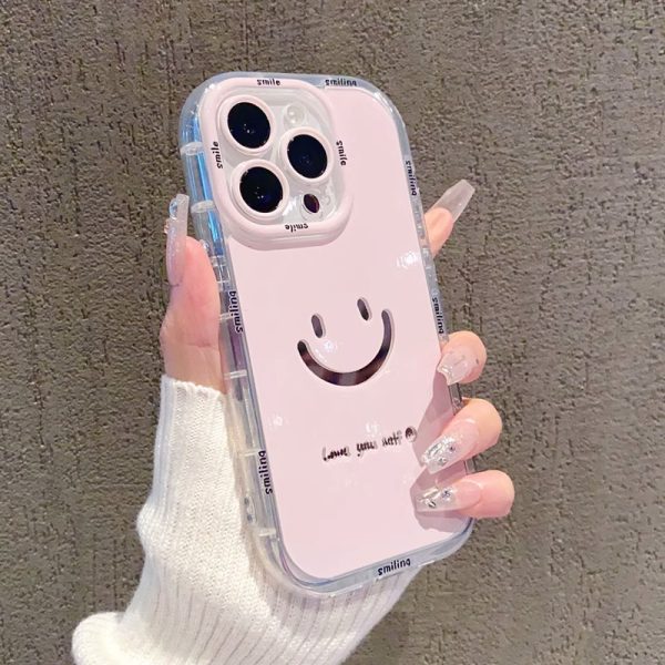 Mirror cream case suitable for Apple 16 Promax phone case with painted smiling face on iPhone 14/13 - Image 4