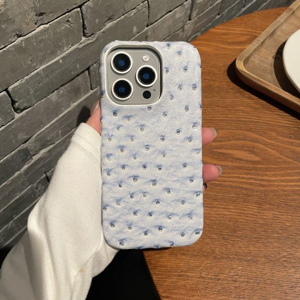 Ostrich pattern leather suitable for Apple 16promax phone case iPhone 15 half pack 14 hard 13 anti drop 12/11 - Image 7