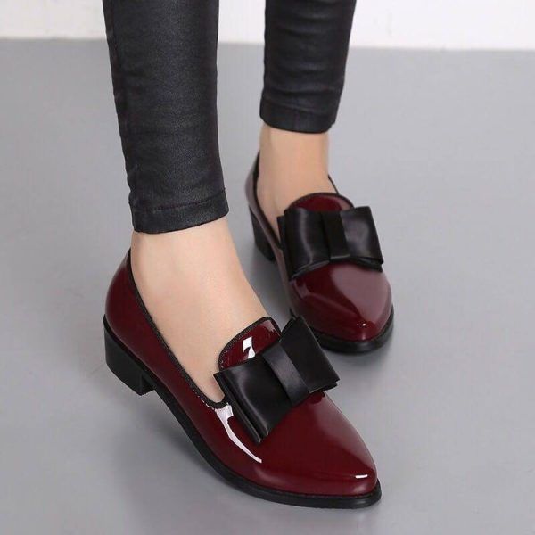 Bow pointed PU bow shallow mouth low heel one foot kick solid color - Image 6