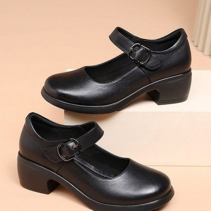 Round headed retro mid heel women's comfortable casual work dance shoes - Image 2