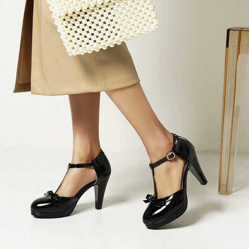 Simple and versatile women's sandals high heels thick heels color blocked women's singles shoes - Image 8