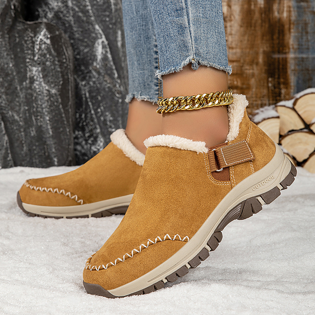 Outdoor snow boots with low cut lightweight and plush cotton tow - Image 8