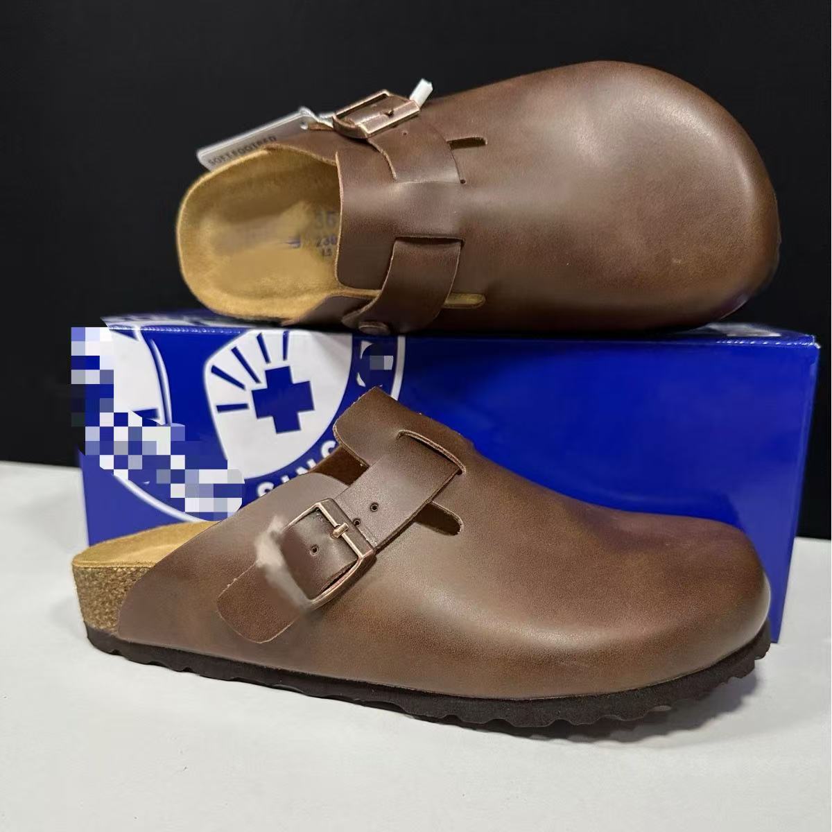 Genuine Leather Round Toe Hidden Heel Closed-Toe Sandals for Women Autumn and Winter Outdoor Wear BK Shoes - Image 24