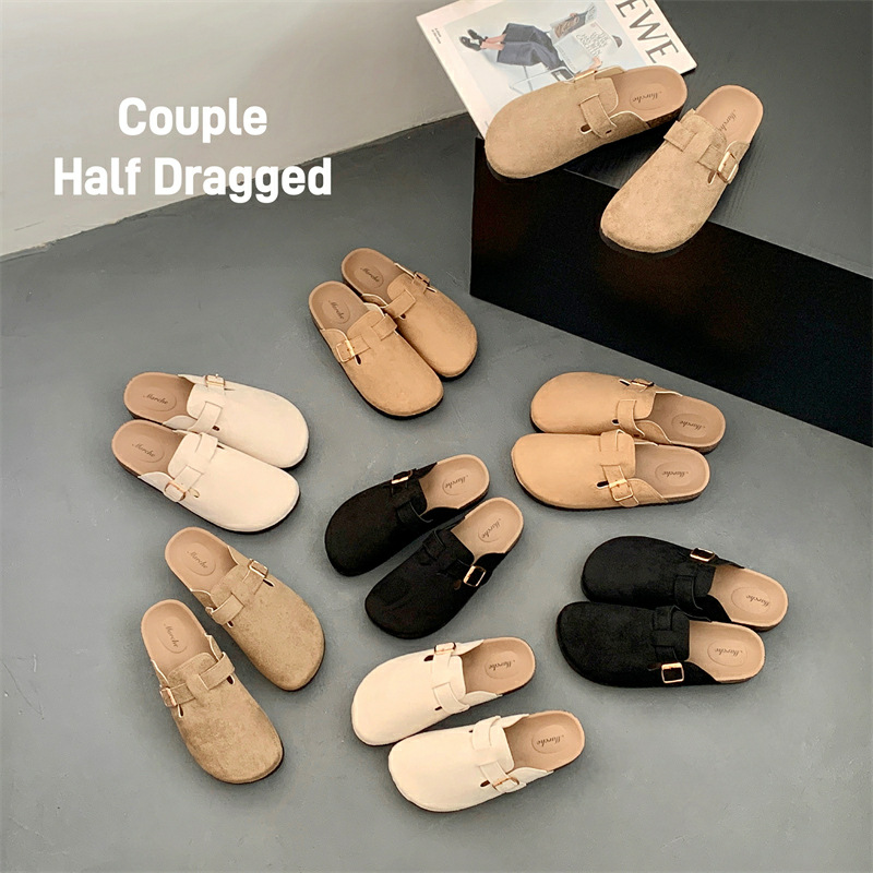 Thick-soled Half-drag Retro Unique Lazy Outdoor Unisex Slip-on Closed-toe Sandals - Image 4