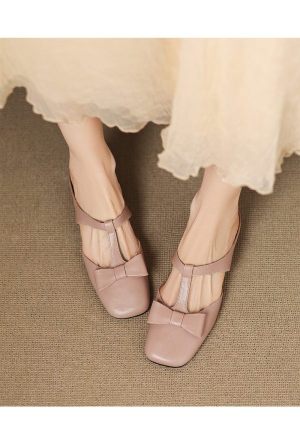 French T-Strap Bowknot Open-Toe Half Slippers Women Sweet Outdoor Backless Sandals Fashion Match - Image 8