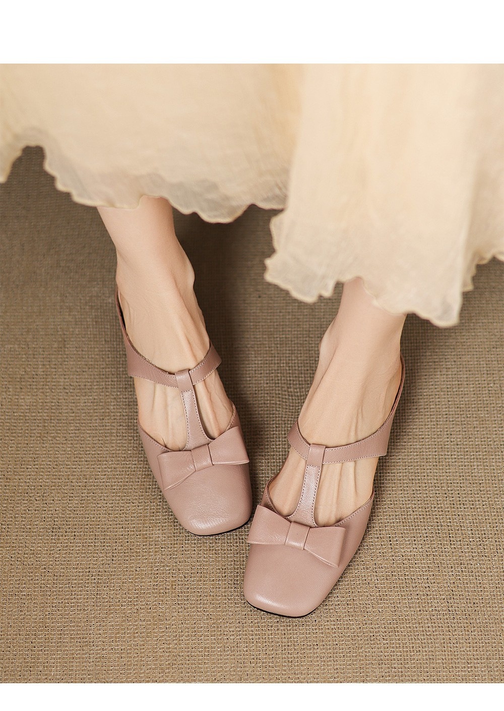 French T-Strap Bowknot Open-Toe Half Slippers Women Sweet Outdoor Backless Sandals Fashion Match - Image 8