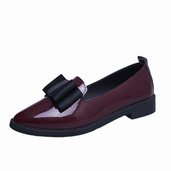 Bow pointed PU bow shallow mouth low heel one foot kick solid color - Image 5