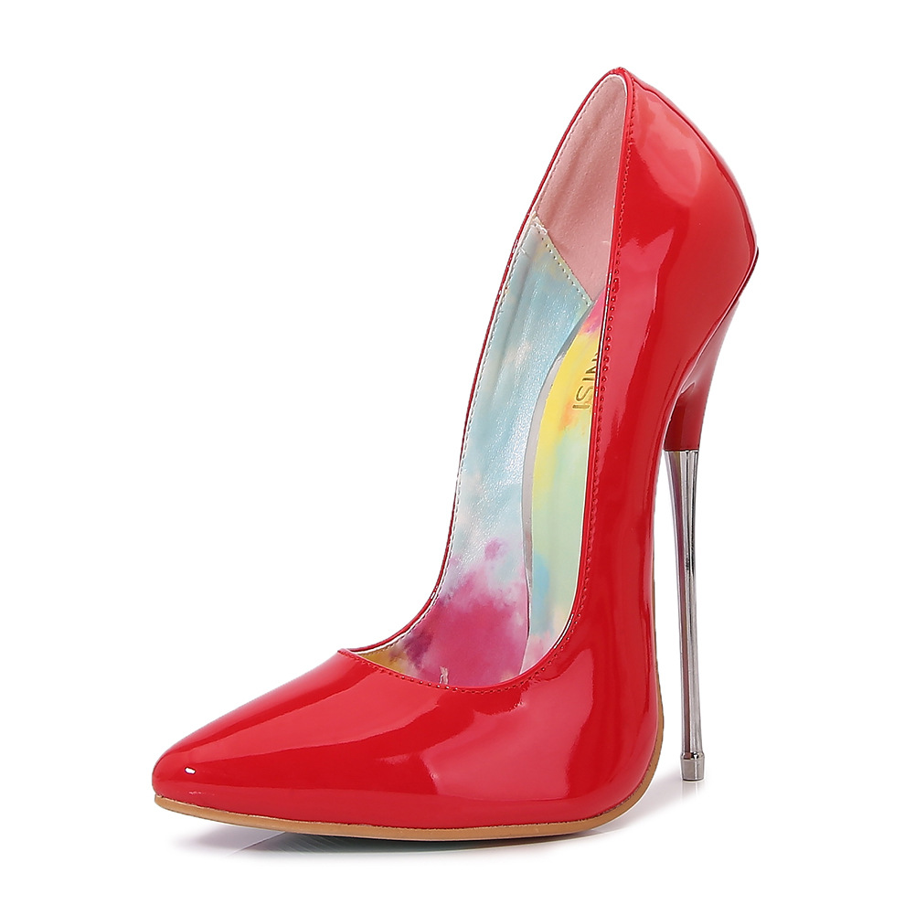 Lacquer leather pointed metal heel high heels for women - Image 7