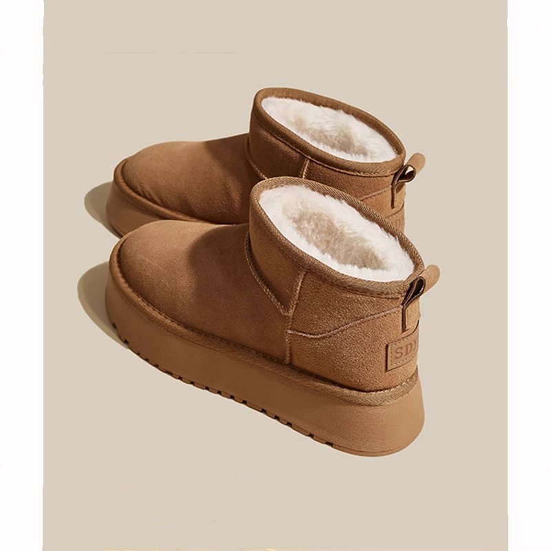 Thick velvet waterproof sponge cake short tube height increasing cotton shoes - Image 5