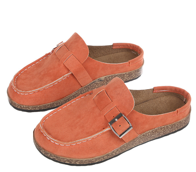 Women's Slippers with Round Toe, Low Heel, Casual Half-Heeled Slip-On, Solid Color, Size 43, Large Size - Image 10