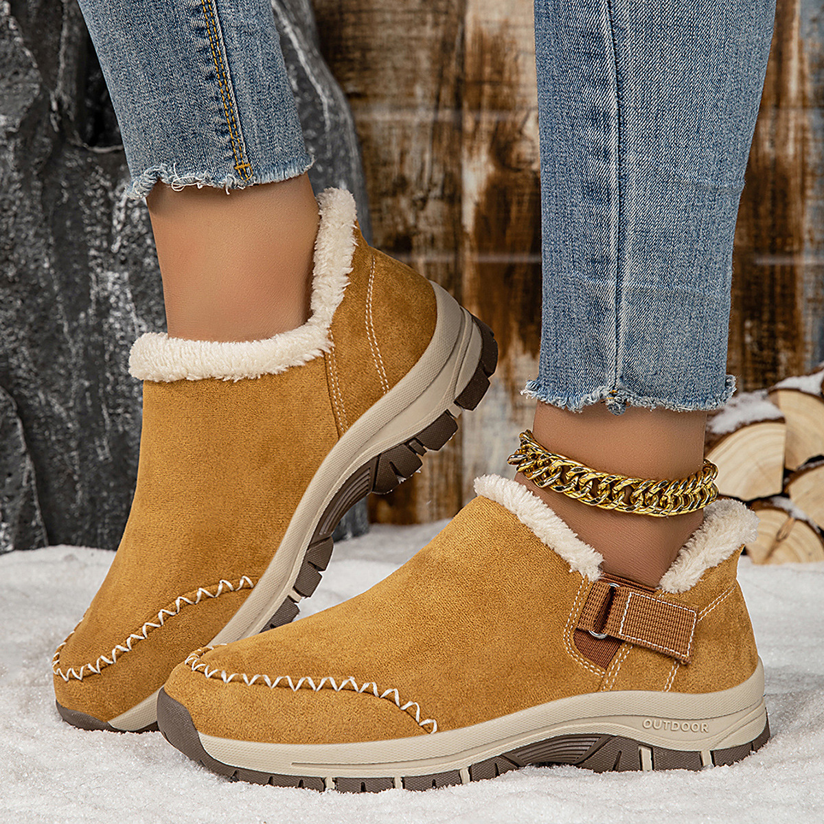 Outdoor snow boots with low cut lightweight and plush cotton tow - Image 7
