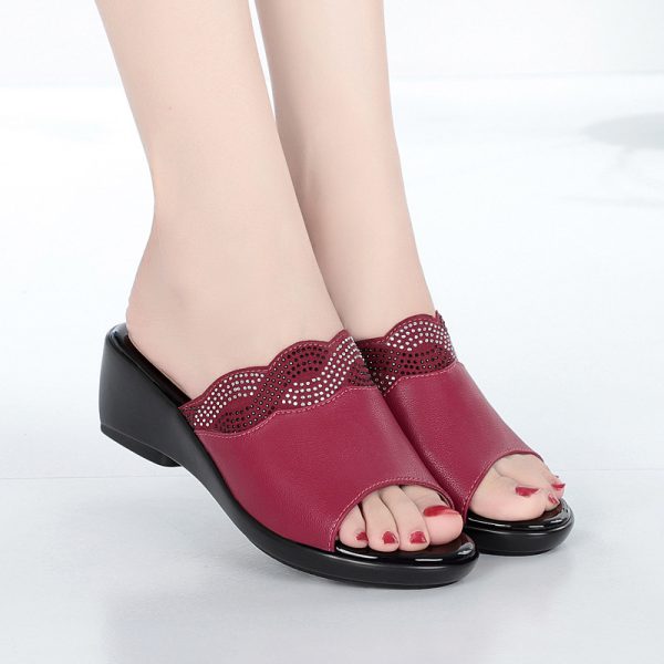Women's Sandals High Heel Waterproof Platform Thick Sole Casual Shoes Plus Size 43 - Image 2